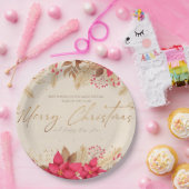 Vrolijk kerstfeest Poinsettias Papieren Bordje (Feest)