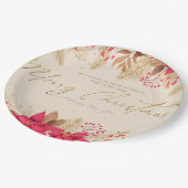 Vrolijk kerstfeest Poinsettias Papieren Bordje (Gekanteld)