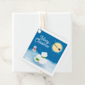 Vrolijk Kerstfeest Polar Beer & Cub Snowy Night Bedankjes Labels (In situ)