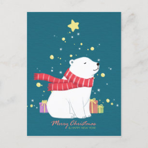 Vrolijk Kerstfeest: Polar Beer Illustration Art Briefkaart