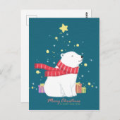 Vrolijk Kerstfeest: Polar Beer Illustration Art Briefkaart (Voorkant / Achterkant)