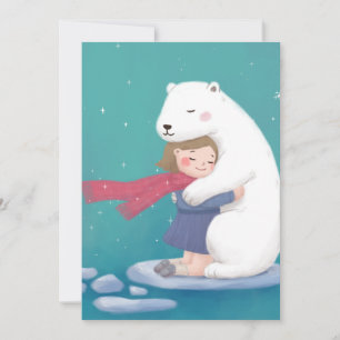 Vrolijk Kerstfeest: Polar Beer & Kind Illustratie Kaart