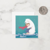 Vrolijk Kerstfeest: Polar Beer & Kind Illustratie Notitiekaartje (Voorkant / Achterkant in situ)