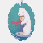 Vrolijk Kerstfeest: Polar Beer & Kind Illustratie Ornament Kaart (Links)
