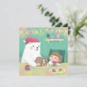 Vrolijk Kerstfeest: Polar Beer & Kind Kaart (Staand voorkant)
