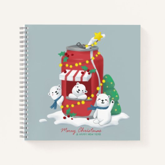 Vrolijk Kerstfeest: Polar Beer & Soda Can Notitieboek (Voorkant)