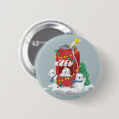 Vrolijk Kerstfeest: Polar Beer & Soda Can Ronde Button 5,7 Cm (Voorkant /achterkant)