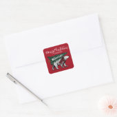 Vrolijk Kerstfeest Polar Beer Tree Delivery Family Vierkante Sticker (Envelop)