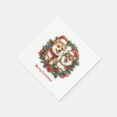 Vrolijk Kerstfeest Pommerse Honden Mistletoe Krans Servet (Hoek)