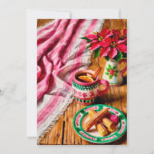 Vrolijk Kerstfeest Ponche & Churros Roze Mexicaans Feestdagenkaart (Voorkant)