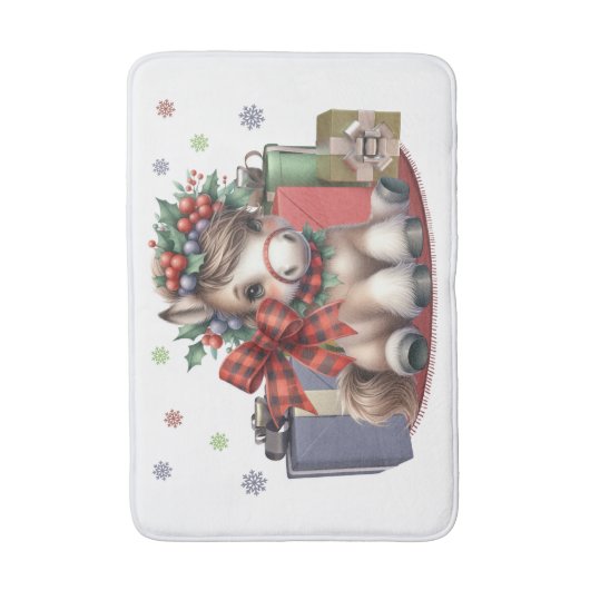 Vrolijk kerstfeest Pony Badmat (Voorkant Verticaal)