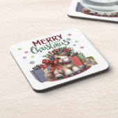 Vrolijk kerstfeest Pony Bier Onderzetter (Linkerzijde)