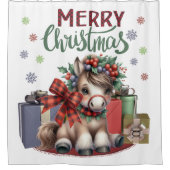 Vrolijk kerstfeest Pony Douchegordijn (Voorkant)