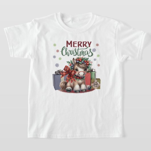 Vrolijk kerstfeest Pony T-shirt (Laagn)