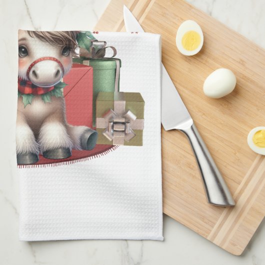 Vrolijk kerstfeest Pony Theedoek (Quarter Fold)