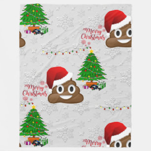 vrolijk kerstfeest poo emoji blanket fleece deken