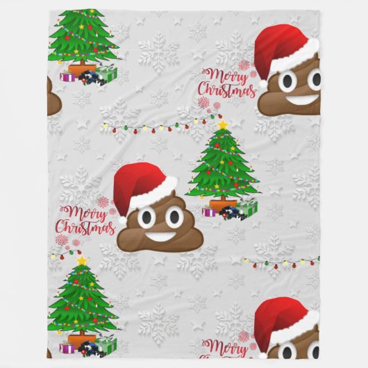 vrolijk kerstfeest poo emoji blanket fleece deken (Voorkant)