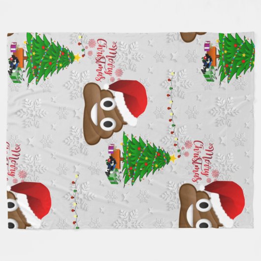 vrolijk kerstfeest poo emoji blanket fleece deken (Voorkant (Horizontaal))