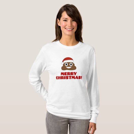 Vrolijk kerstfeest Poo Emoji T-shirt (Voorkant volledig)