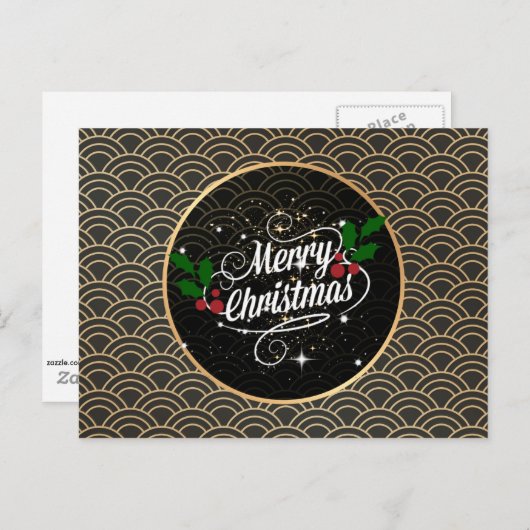 Vrolijk kerstfeest, populair design briefkaart (Voorkant / Achterkant)