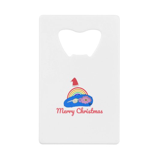 Vrolijk Kerstfeest - Positieve Energie - Regenboog Creditkaart Flessenopener (Voorkant)