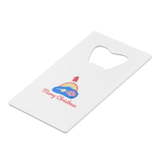 Vrolijk Kerstfeest - Positieve Energie - Regenboog Creditkaart Flessenopener (Achterkant Gekanteld)