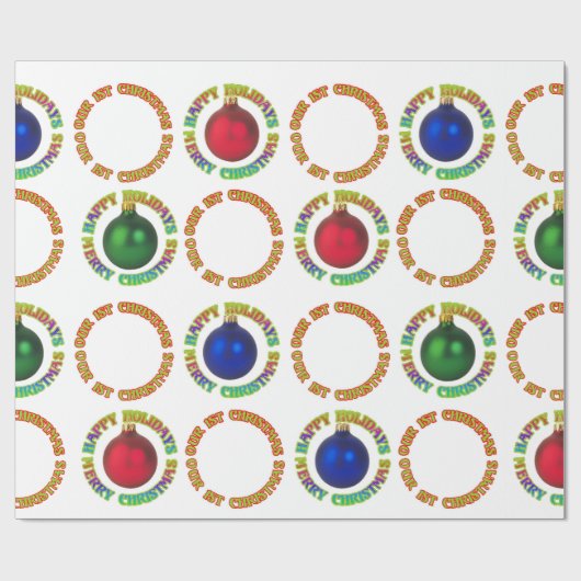 Vrolijk kerstfeest Prettige feestdagen ons eerste  Cadeaupapier (Vlak)