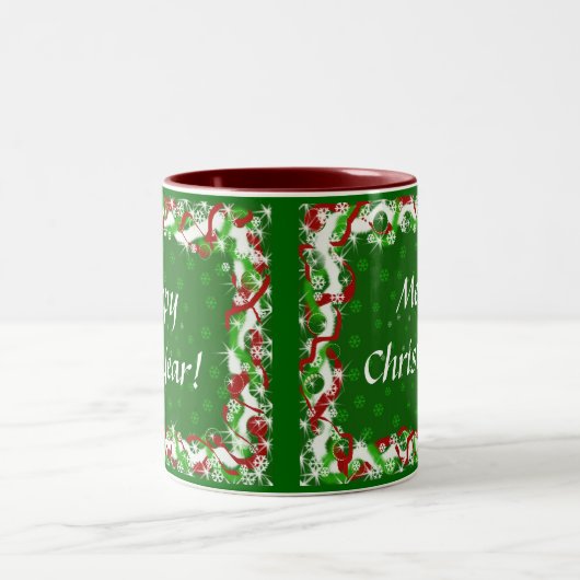 Vrolijk kerstfeest - Prettige feestdagen Tweekleurige Koffiemok (Center)