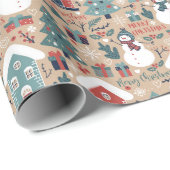 Vrolijk kerstfeest, Prettige feestdagen winterkers Cadeaupapier (Rol Hoek)