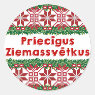 Vrolijk kerstfeest Priecīgus Ziemassvētkus Ronde Sticker