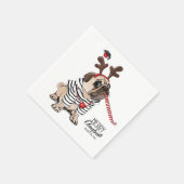 Vrolijk kerstfeest | Pug Reindester Servet (Hoek)