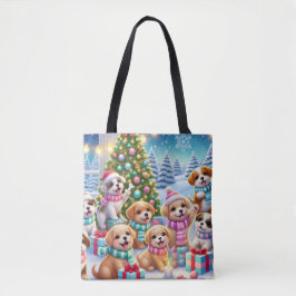Vrolijk Kerstfeest Puppies Collectie Tote Bag