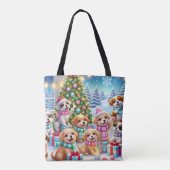 Vrolijk Kerstfeest Puppies Collectie Tote Bag (Achterkant)