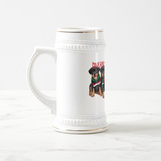 Vrolijk kerstfeest Puppies feestelijk Bierpul (Links)