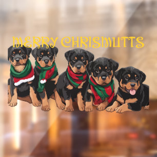 Vrolijk kerstfeest Puppies feestelijk Raamsticker