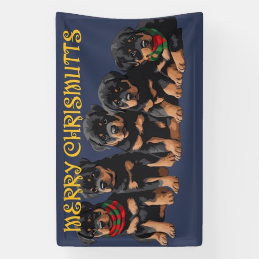 Vrolijk kerstfeest Puppies feestelijk Spandoek (Verticaal)