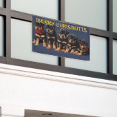 Vrolijk kerstfeest Puppies feestelijk Spandoek (Buitenkant Gebouw)