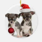 Vrolijk kerstfeest Puppies Keramisch Ornament (Achterkant)