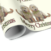 Vrolijk kerstfeest, Puppies labradoedle, Originele Cadeaupapier (Rol Hoek)