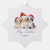 Vrolijk kerstfeest Puppies Ornament Kaart (Achterkant)