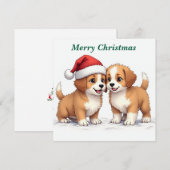 Vrolijk Kerstfeest Puppies vakantiepas (Voorkant / Achterkant)