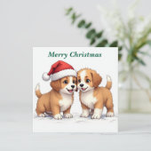 Vrolijk Kerstfeest Puppies vakantiepas (Staand voorkant)