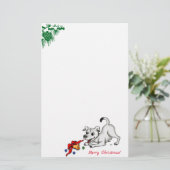 Vrolijk kerstfeest! Puppy met Bell en Ball Briefpapier (Staand voorkant)