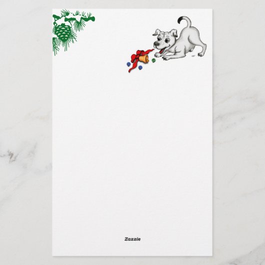 Vrolijk kerstfeest! Puppy met Bell en Ball Briefpapier (Achterkant)