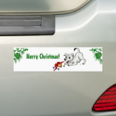 Vrolijk kerstfeest! Puppy met Bell en Ball Bumpersticker (Op auto)