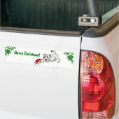 Vrolijk kerstfeest! Puppy met Bell en Ball Bumpersticker (Op Truck)