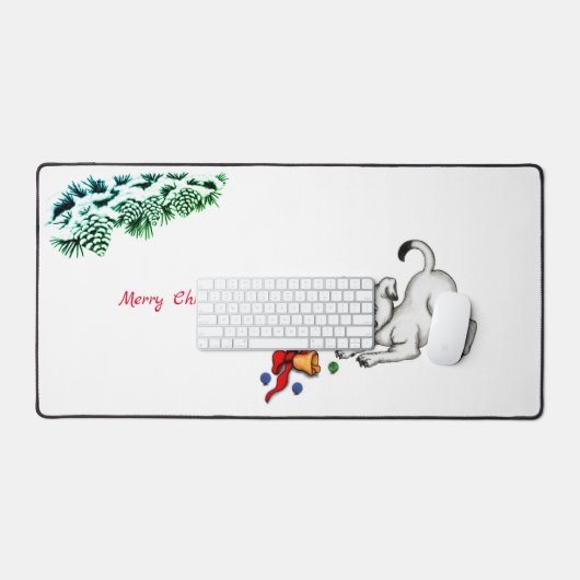 Vrolijk kerstfeest! Puppy met Bell en Ball Bureaumat (Keyboard & Muis)