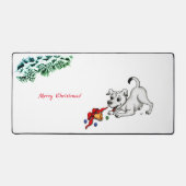 Vrolijk kerstfeest! Puppy met Bell en Ball Bureaumat (Voorkant)