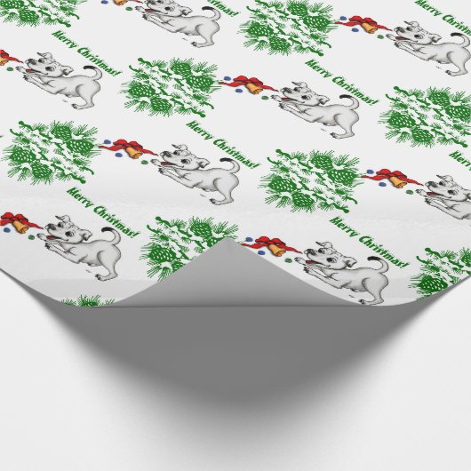Vrolijk kerstfeest! Puppy met Bell en Ball Cadeaupapier (Hoek)