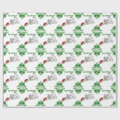 Vrolijk kerstfeest! Puppy met Bell en Ball Cadeaupapier (Vlak)